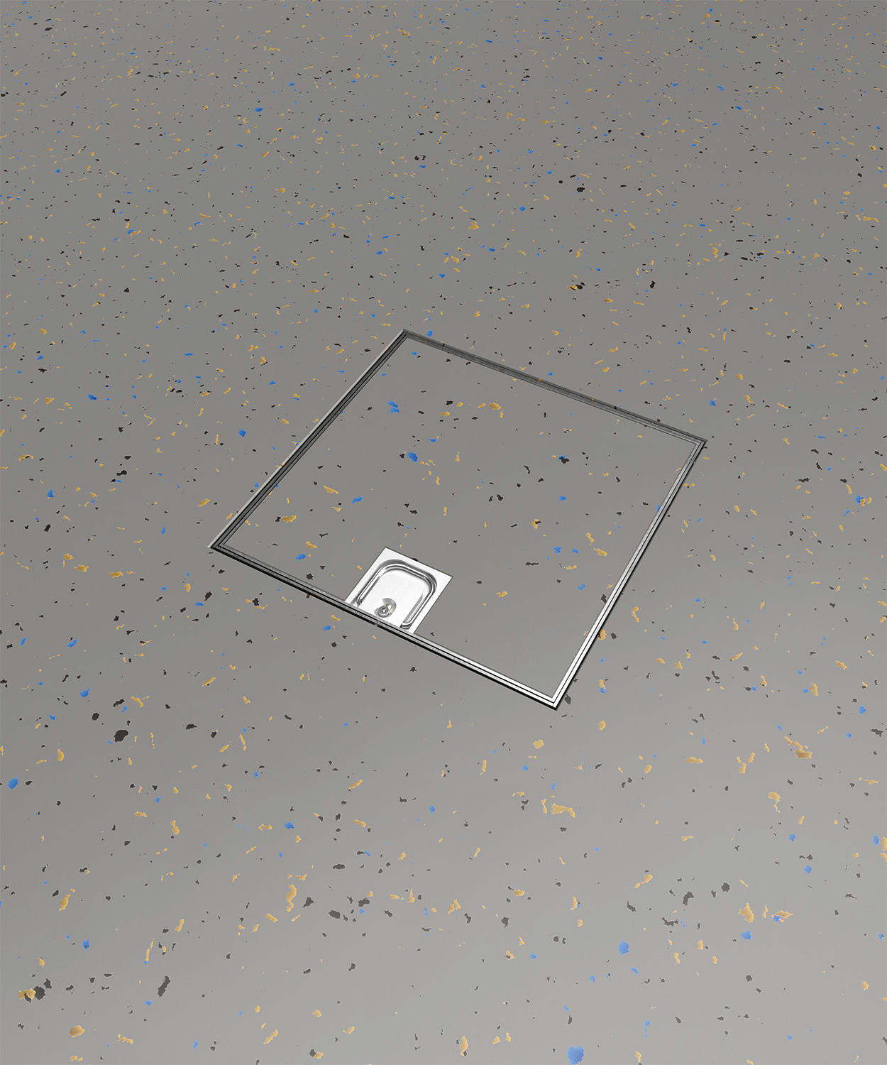 Bodentank 2003B Deckel geschlossen im Linoleumboden eingebaut Deckel geschlossen