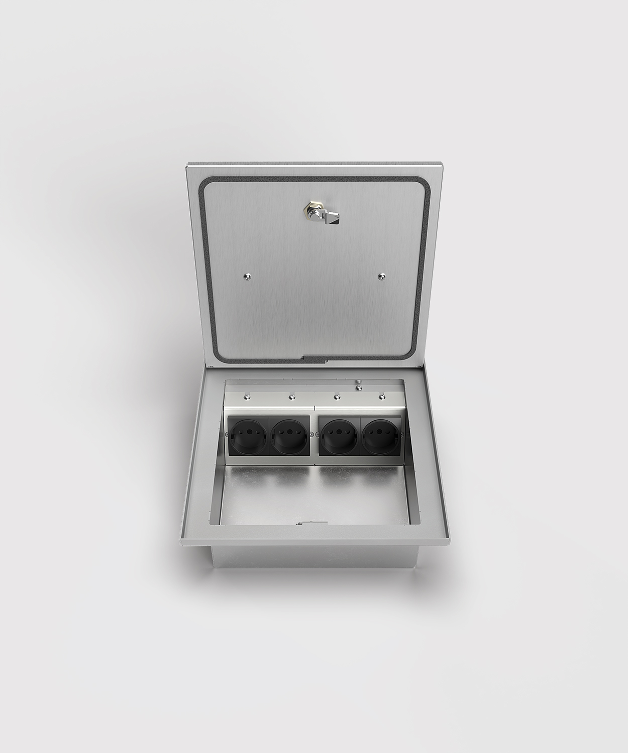 Bodentank 2004A mit 4 Schuko Steckdosen Deckel offen