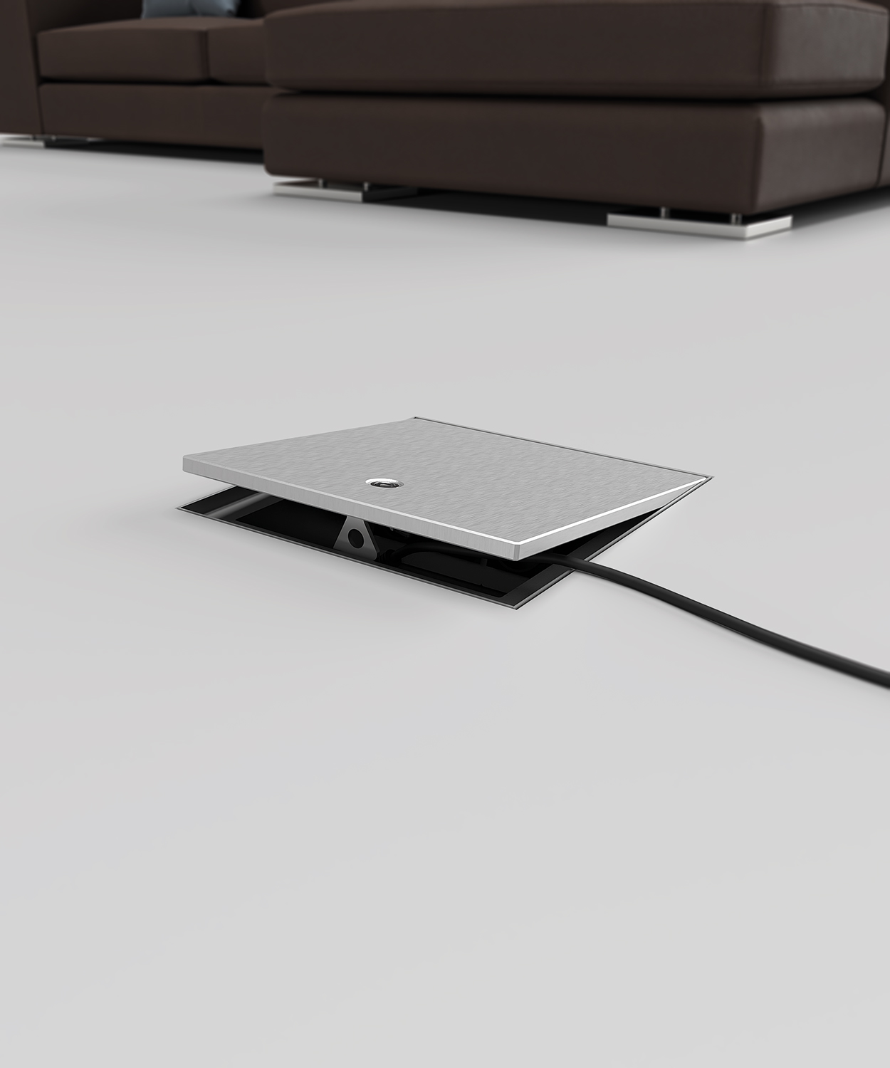 Bodentank 2004A im Boden eingebaut mit Kabelschutz Deckel offen