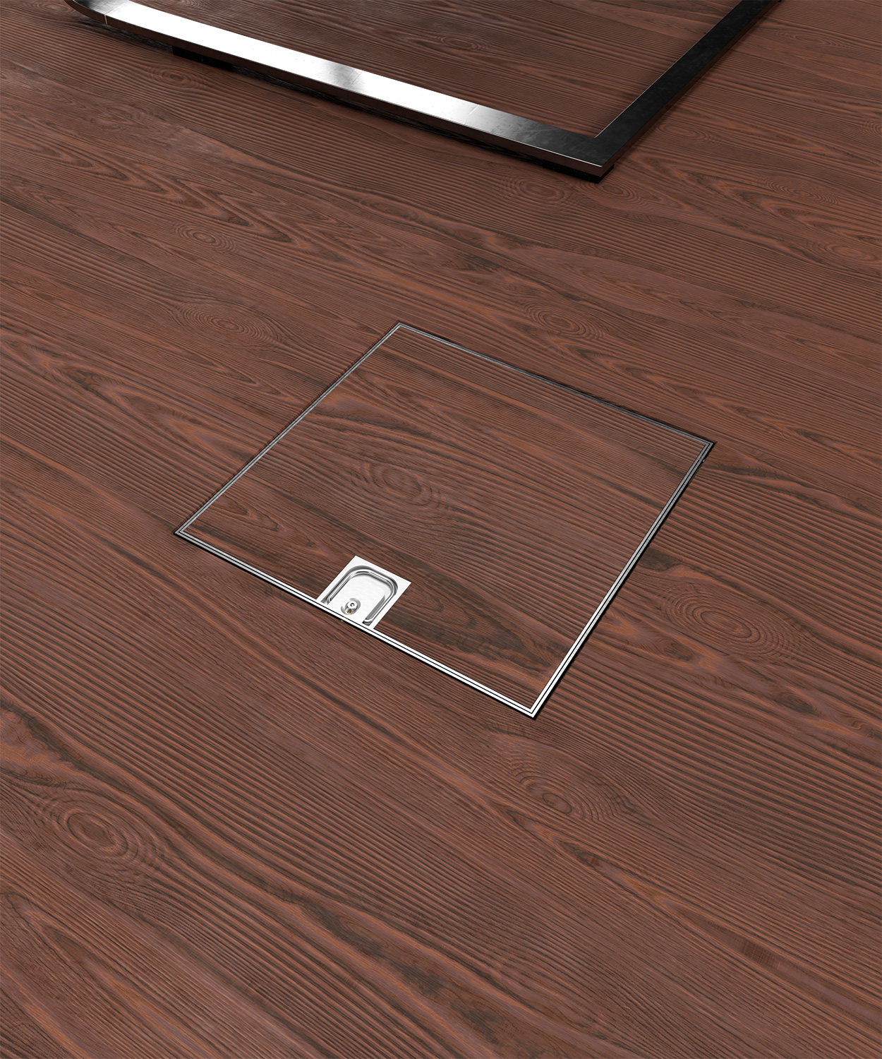 Bodentank 2008B Deckel geschlossen im Holzboden eingebaut