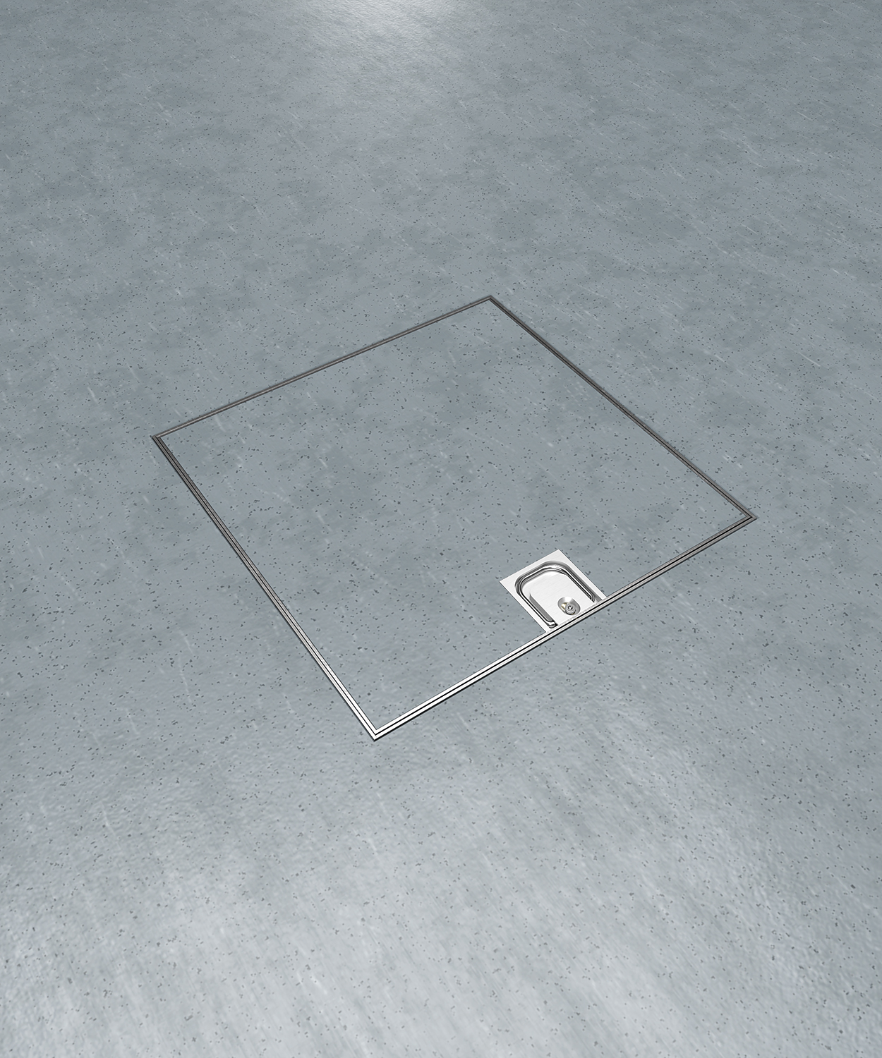 Bodentank 2008B im PVC-Boden eingebaut Deckel geschlossen