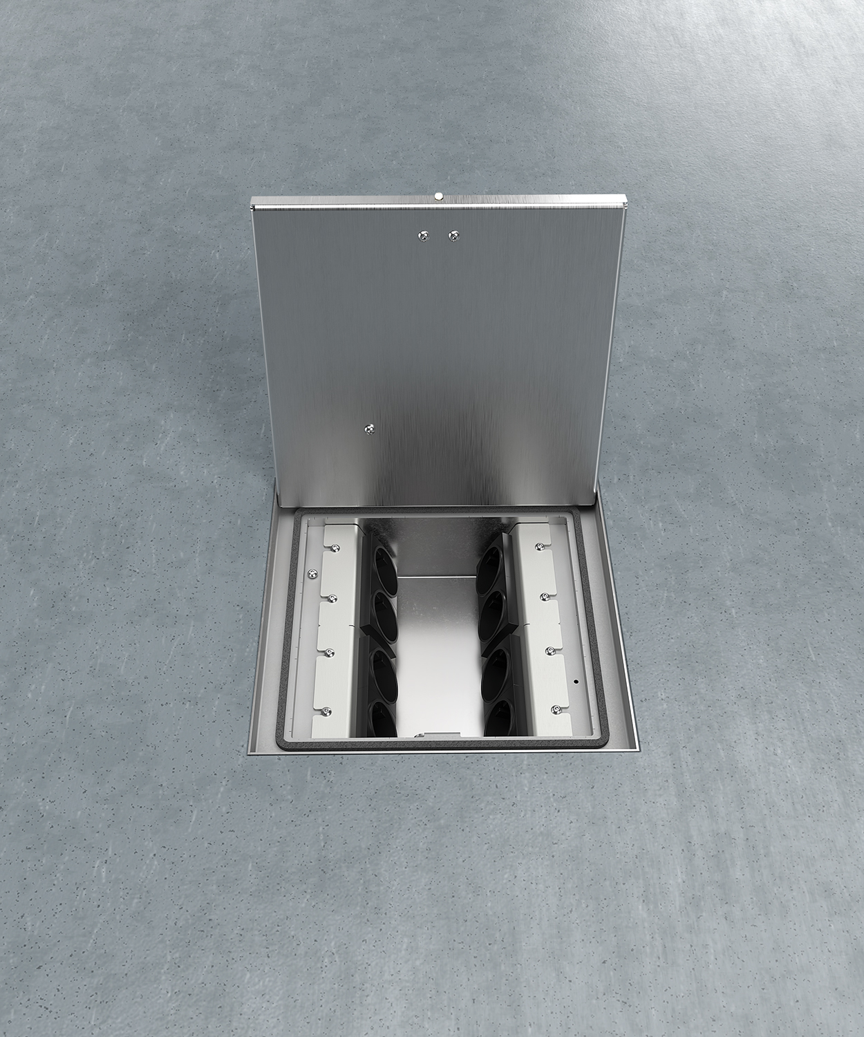 Bodentank 2008B im Boden eingebaut Deckel offen Ansicht von oben