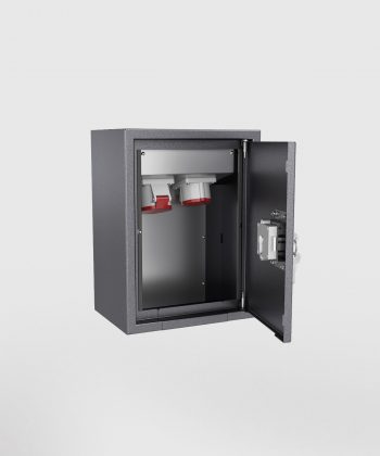 Wandverteiler 5620E mit CEE Steckdosen Tür offen Farbe DB703