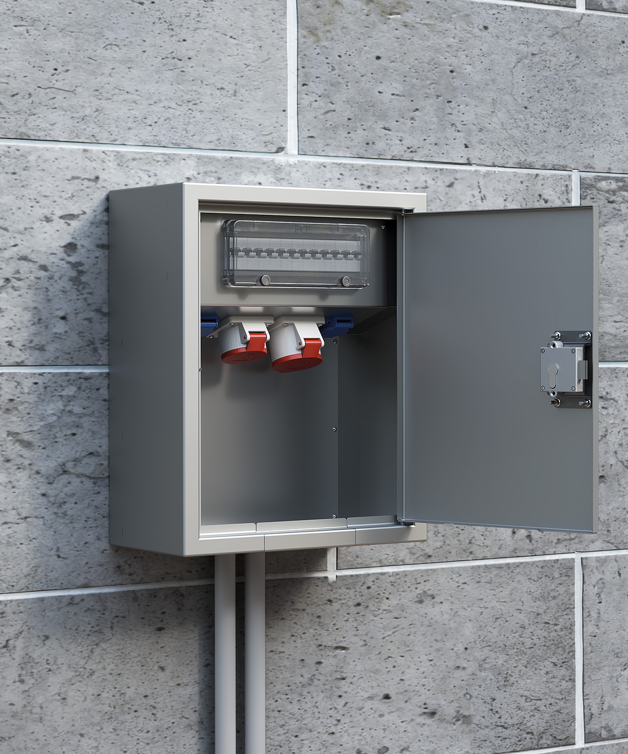 Wandverteiler 5622E an der Wand hängend Tür geöffnet