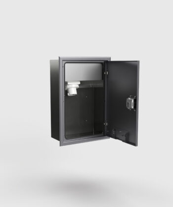 Wandverteiler-Notstrom 5723N1 Unterputz Tür offen Ansicht seitlich Farbe DB703