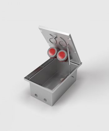 CEE-Bodentank 6620A für den Aussenbereich mit 2 CEE-Steckdosen Deckel offen