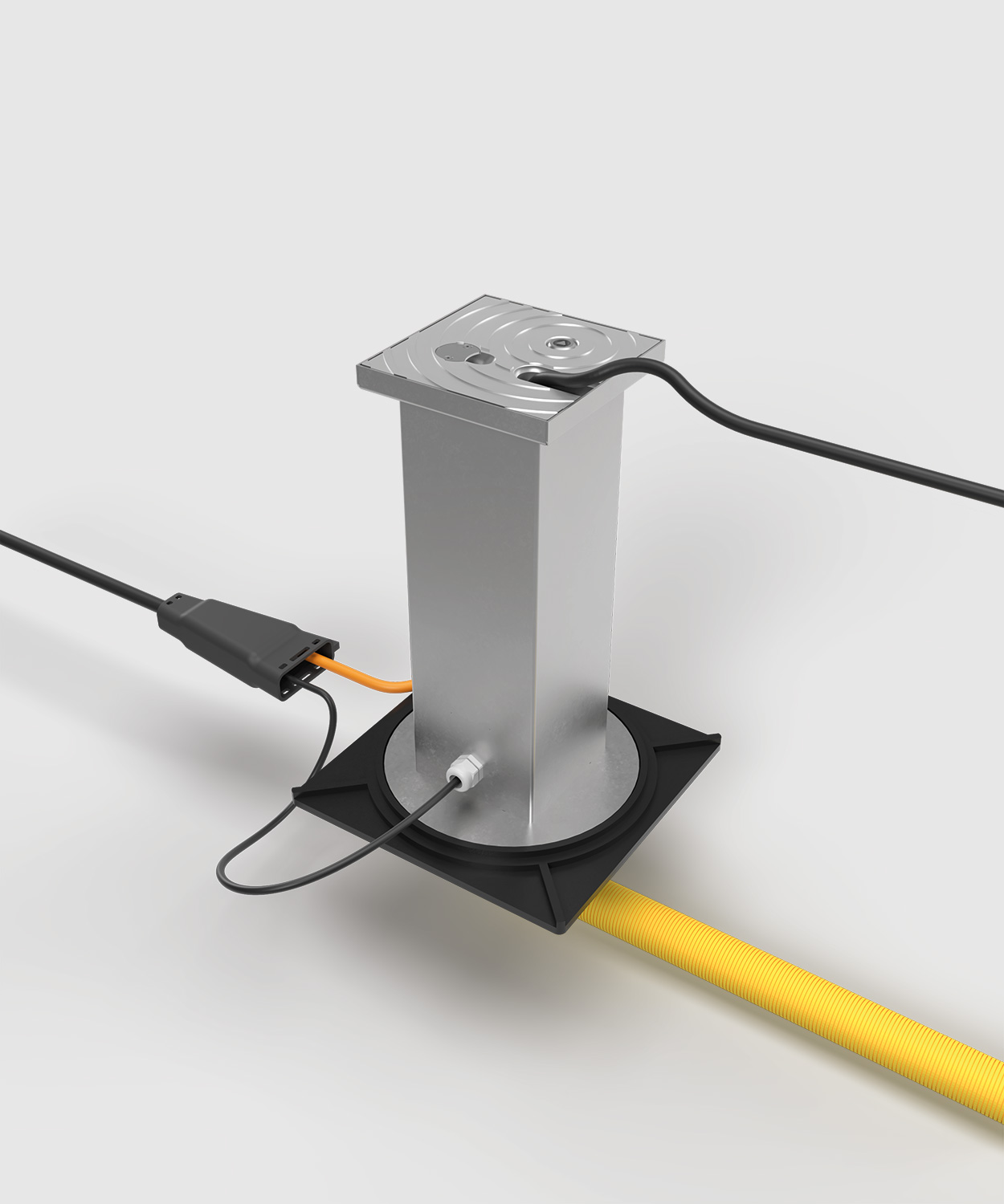 Bodentank 6710A mit Abzweigmuffe Kabel Tragplatte und Drainagerohr Ansicht von oben