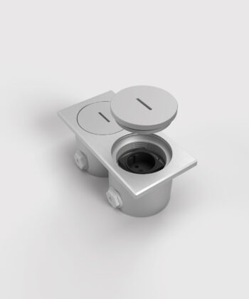 Bodensteckdose 7602AW für den Aussenbereich aus Aluminium ein Deckel offen angehoben