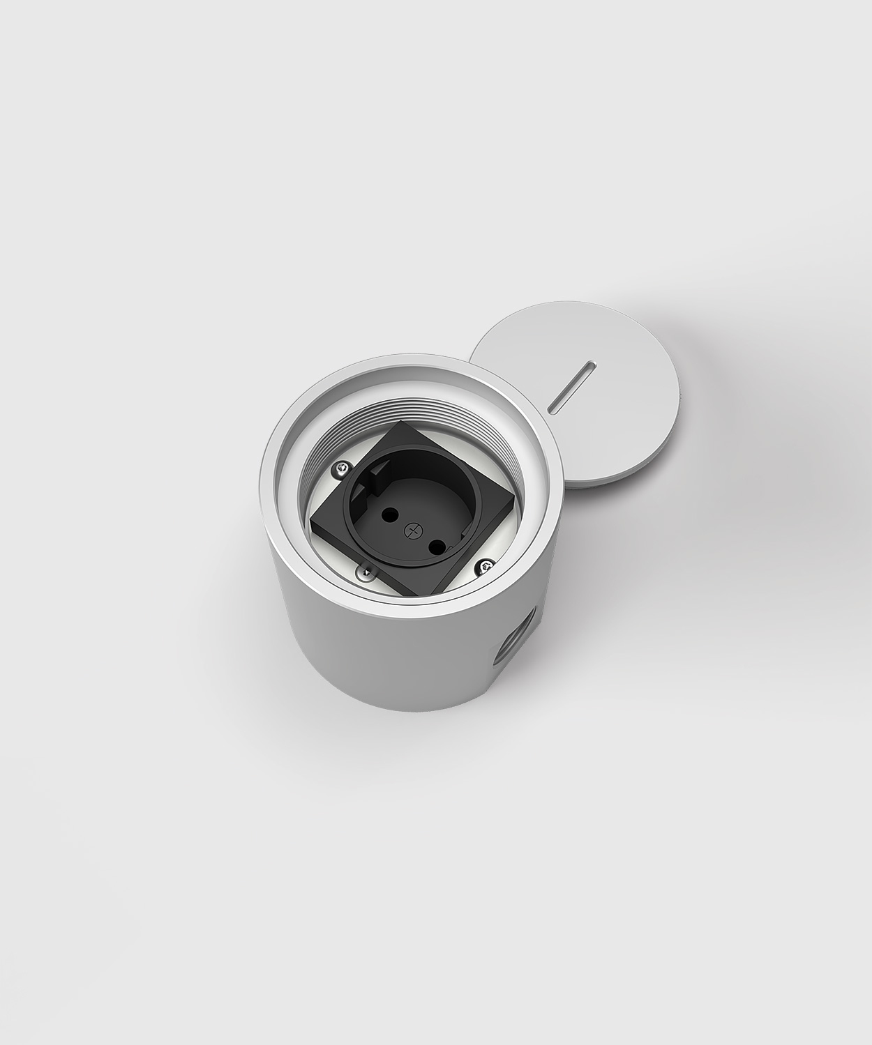 Bodensteckdose 7701AW für den Aussenbereich mit Schuko Deckel abgelegt