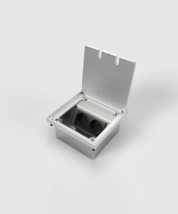 Bodensteckdose 8302A mit 2 Schuko Steckdosen Deckel offen