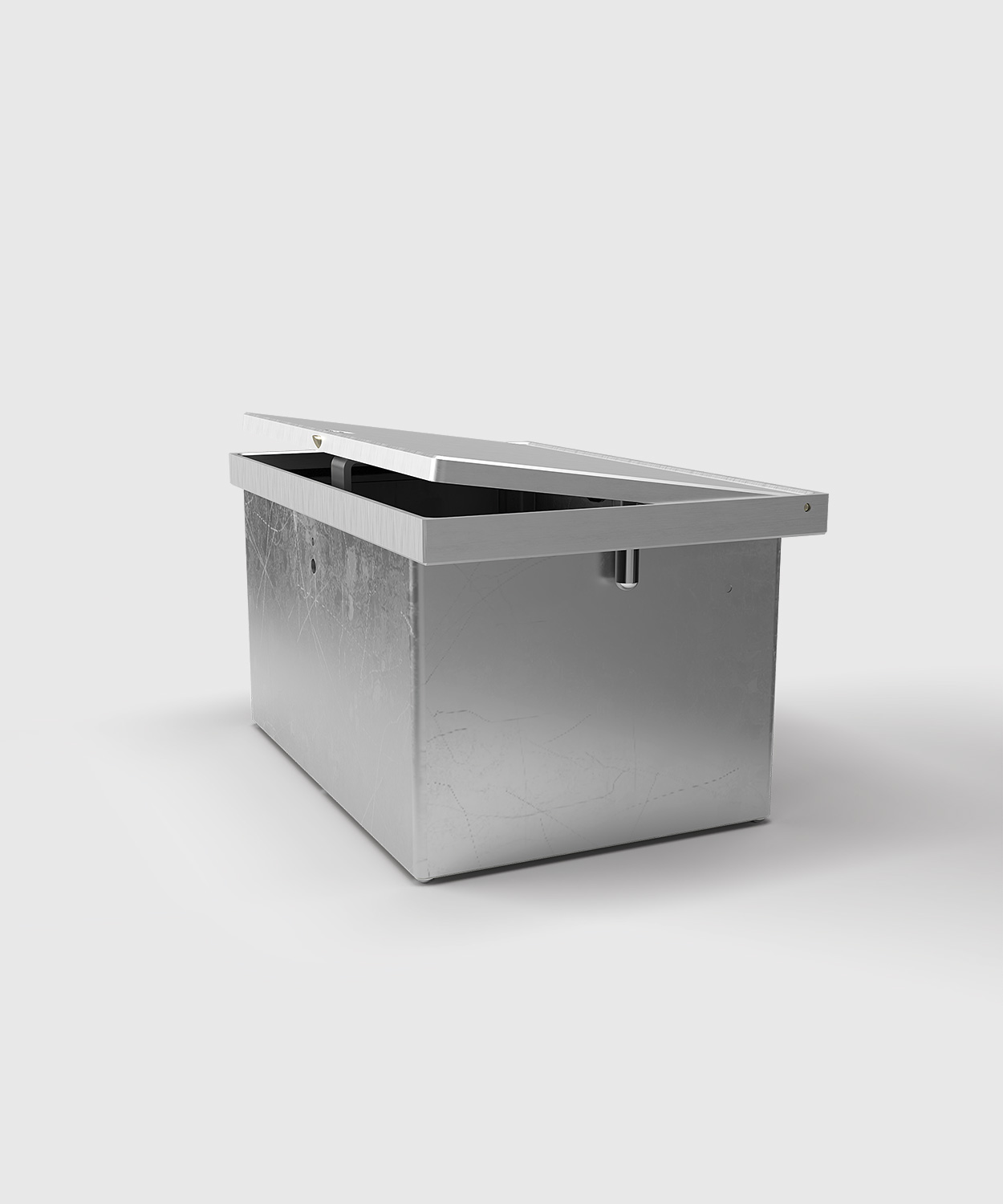 Bodentank 8308A aus Aluminium Deckel leicht geöffnet