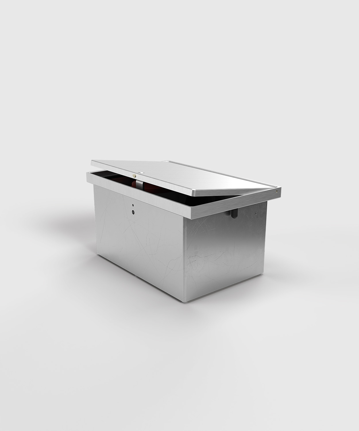 CEE-Bodentank 8314A aus Aluminium Deckel leicht geöffnet