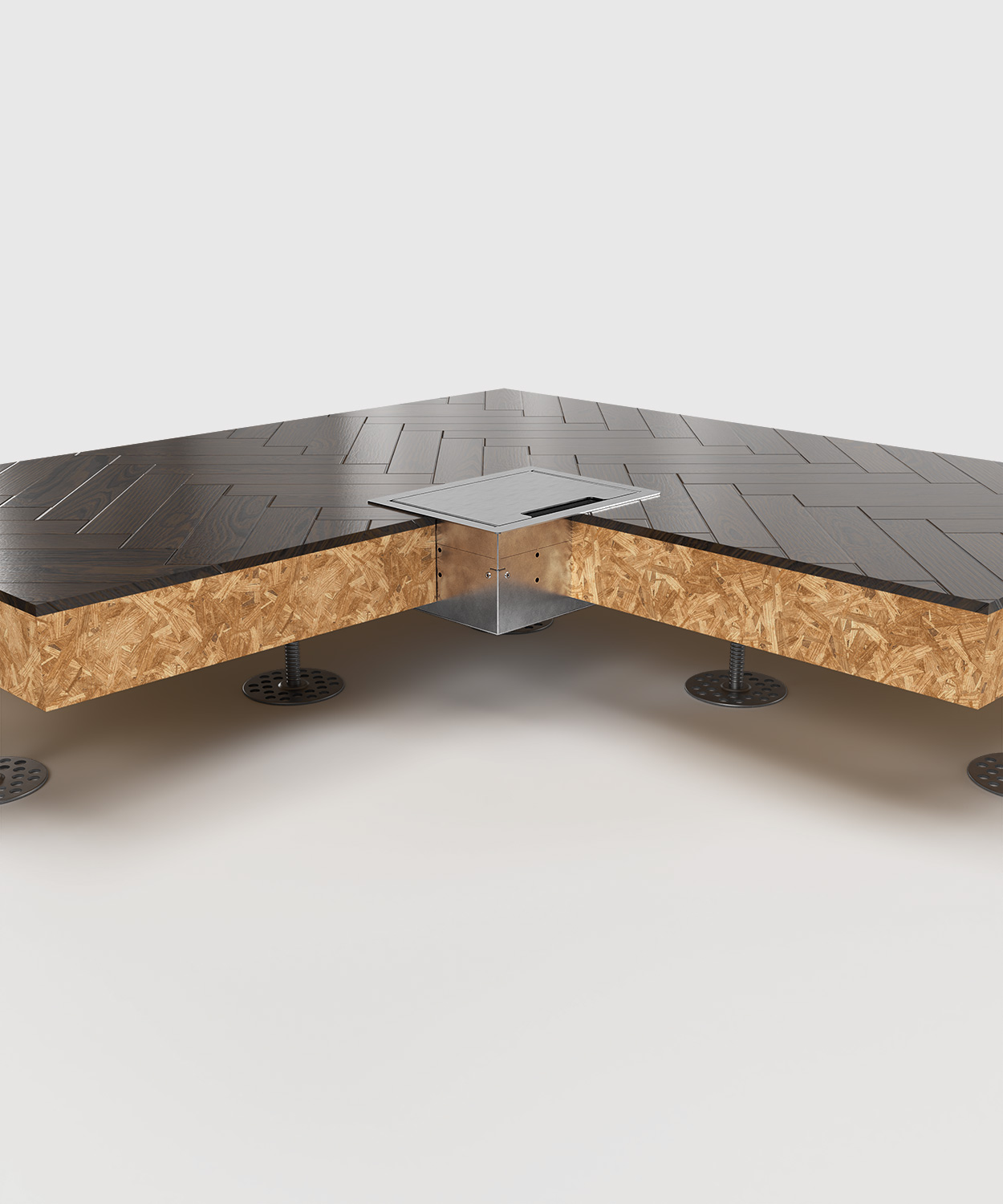 Hohlbodentank 8504E im Hohlboden eingebaut Deckel geschlossen Ansicht im Querschnitt