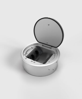 Bodensteckdose 8604A rund ausgebaut Deckel offen