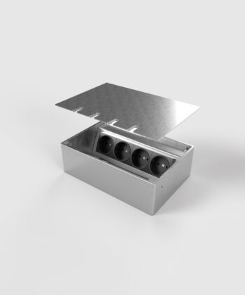 Bodensteckdose 8804E-1-1 mit Schukos Deckel Edelstahl offen