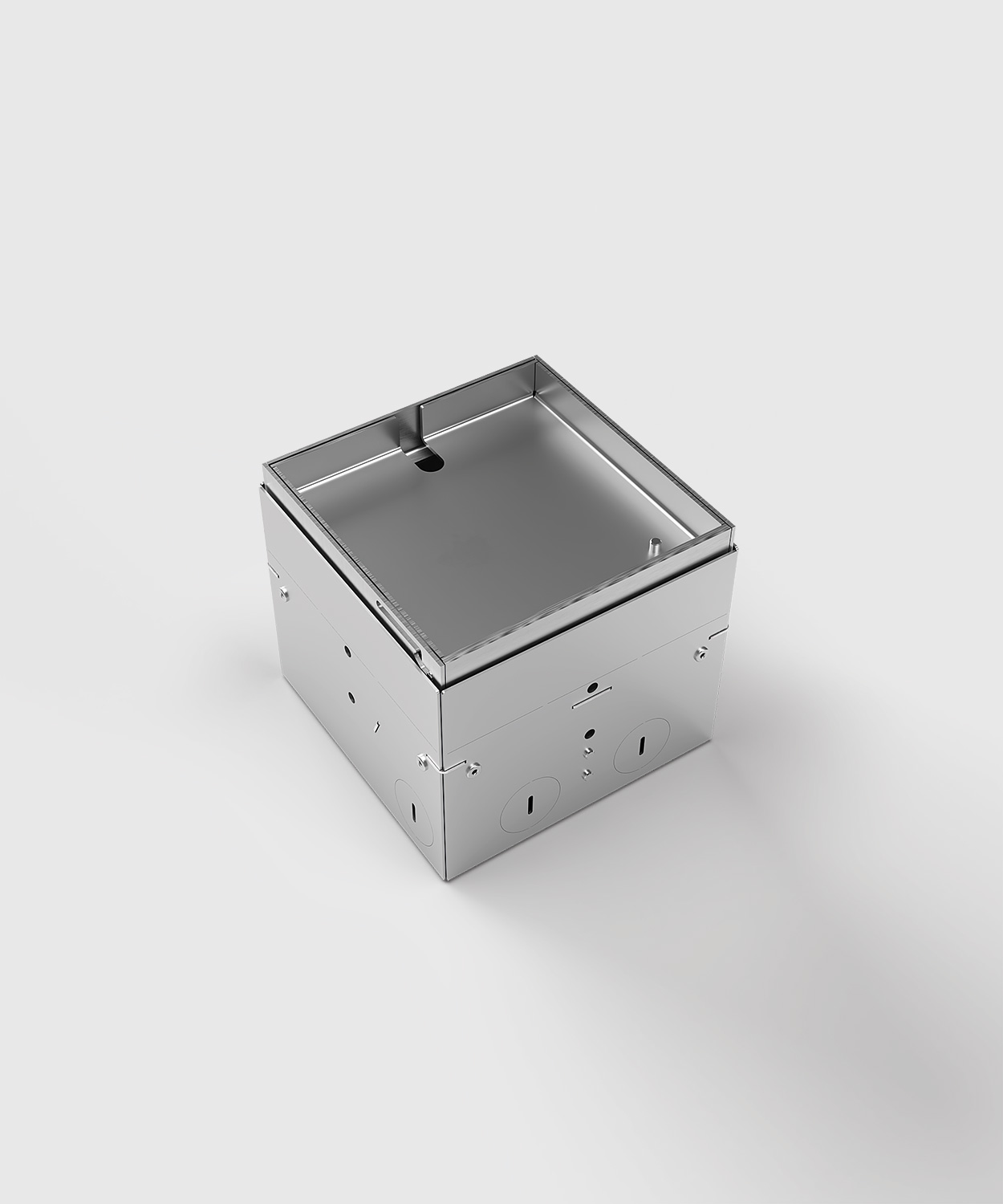 Bodensteckdose 8901B Deckel geschlossen mit Kabelauslass