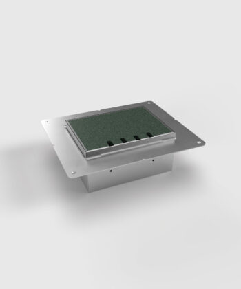 Hohlbodentank 8904H Deckel geschlossen mit Kabel-Ausschnitten und mit Bodenbelag PVC