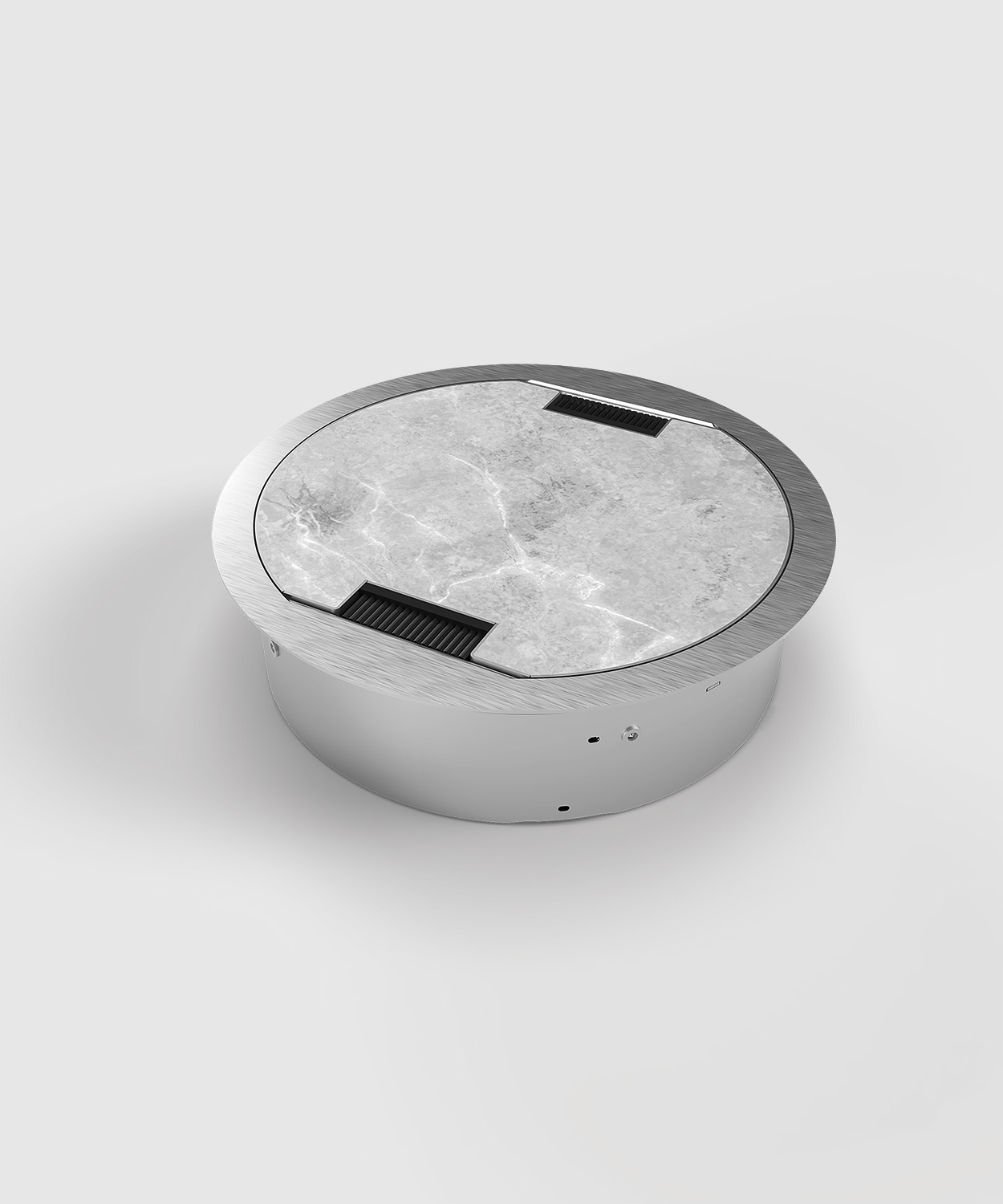 Bodentank 9110BB rund Deckel geschlossen mit Bodenbelag Marmor
