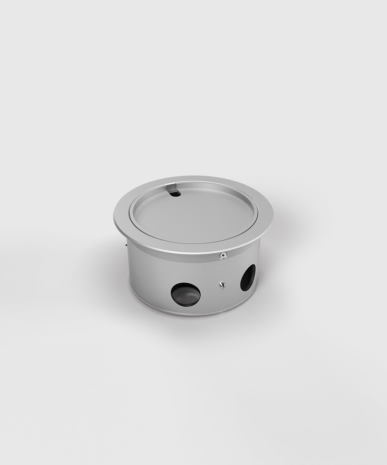 Bodensteckdose 9901A rund aus Aluminium Deckel geschlossen mit Kabelauslass