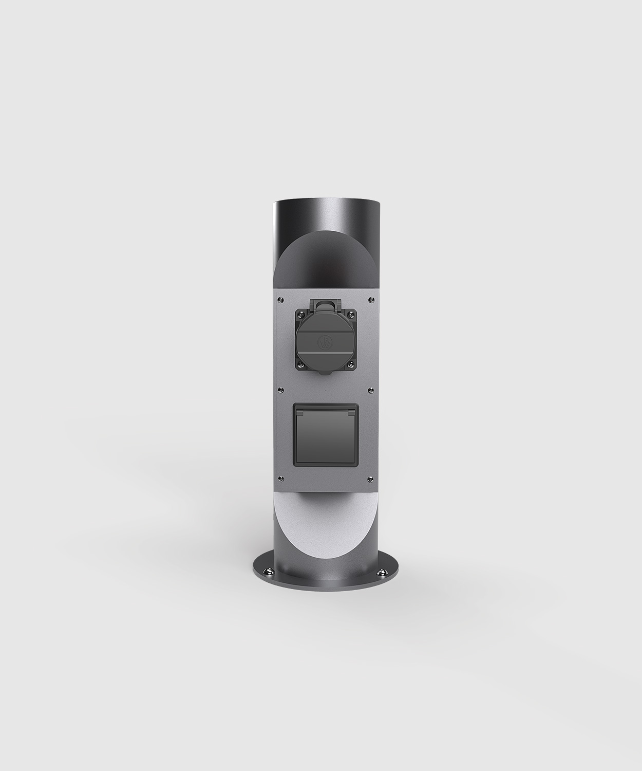 Energiesäule Energiepoller ES321-4 mit einer Schuko und einer CEE-Steckdose Ansicht frontal Farbe DB703
