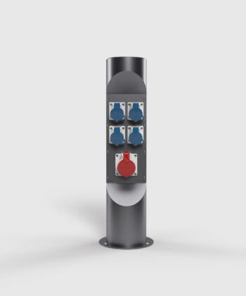 Energiesäule Energiepoller ES323-1 mit 5 CEE-Steckdosen in Farbe DB703 Ansicht frontal
