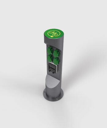 Ladesäule ES323EM Farbe DB703 für Pedelecs und E-Bikes mit 4 Schukos und Absicherung