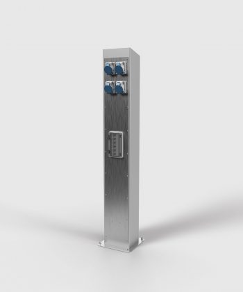 Energiesäule Stromsäule ES401 Camping aus Edelstahl mit 4x CEE und Sicherungen