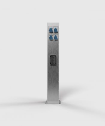 Energiesäule Stromsäule ES401 Camping aus Edelstahl mit 4x CEE und Sicherungen Ansicht frontal