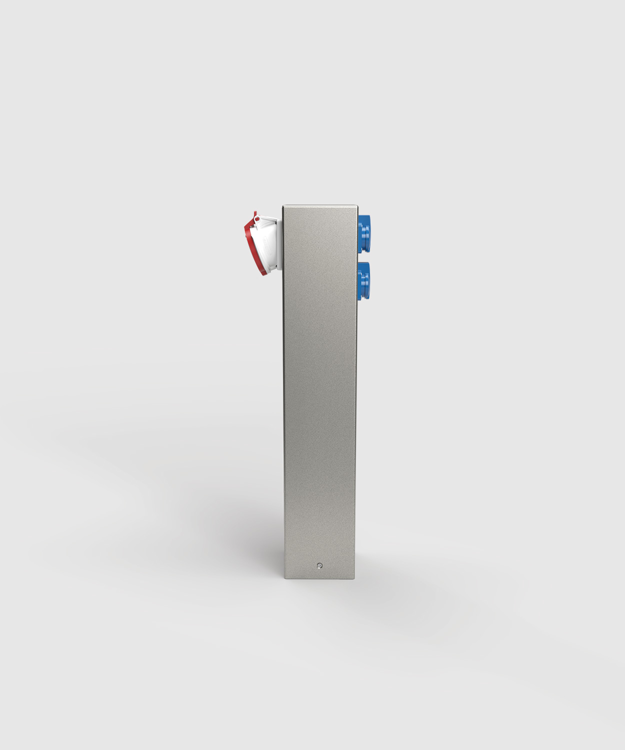 Steckdosensäule ES882-H650 in Farbe DB701 mit 1 x CEE32 und 2 x Schuko Steckdosen Ansicht seitlich