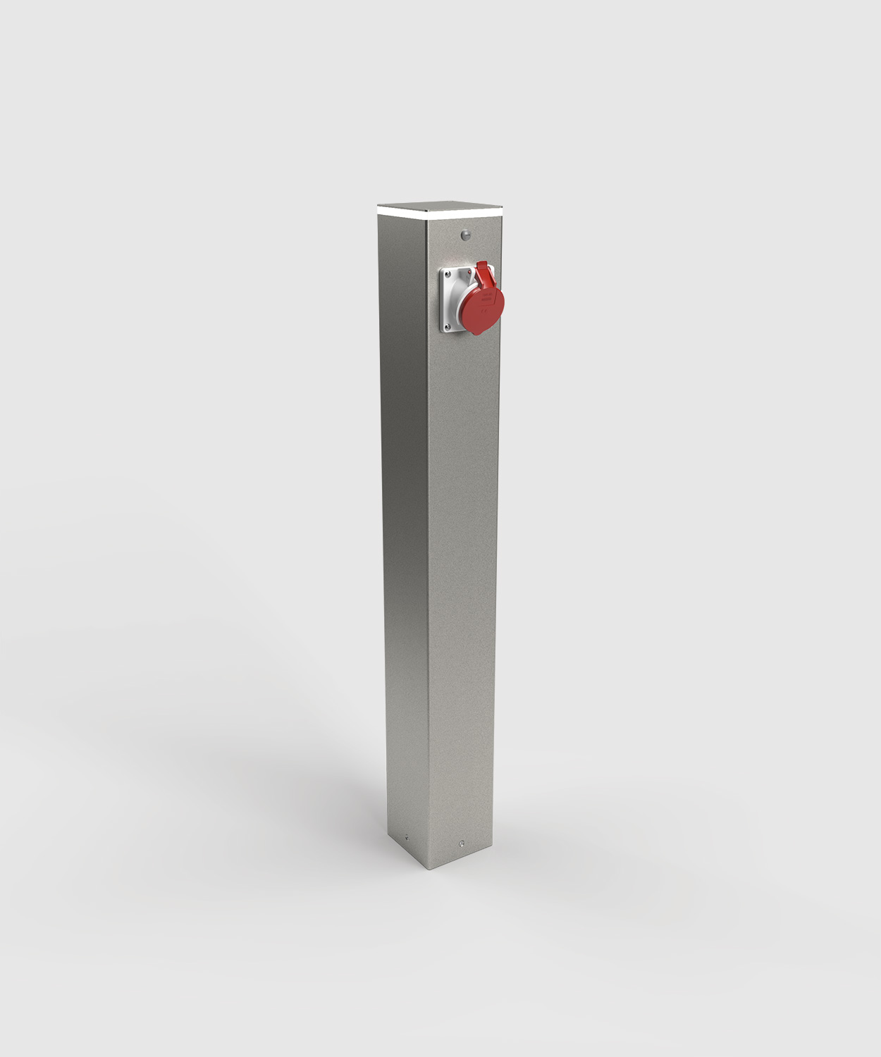 Steckdosensäule ES882L-H1000 mit 1 x CEE16 und 2 x Schuko Steckdosen und mit LED-Beleuchtung Ansicht von vorne