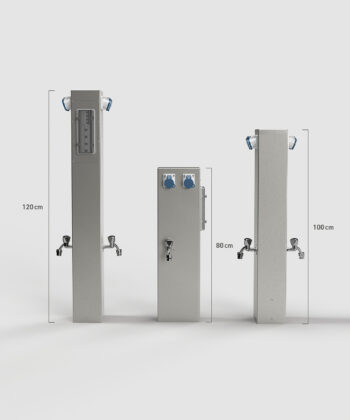 Camping Steckdosensäule ES884-1 mit 4x CEE 3/16A und 2x Wasseranschluss und Absicherung Höhenvergleich