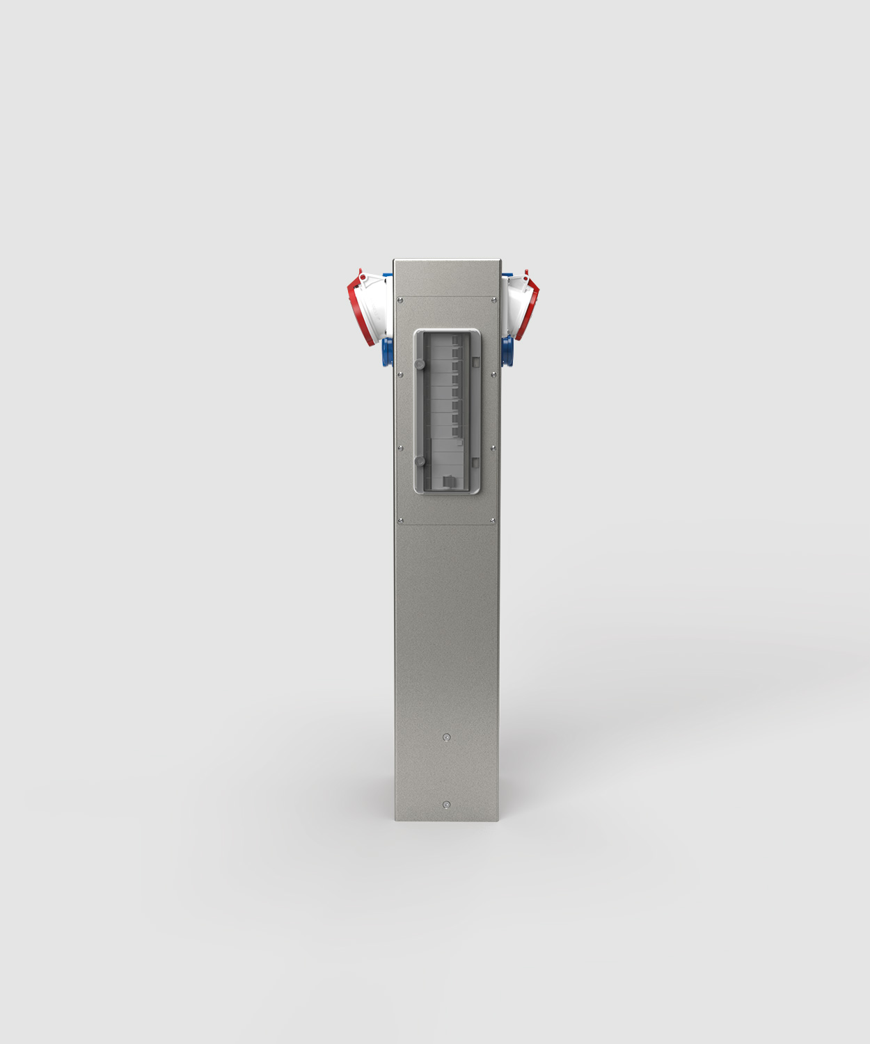 Energiesäule ES884-H800 mit 2 x CEE und 4 x Schuko und Absicherung Ansicht seitlich