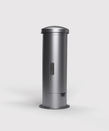 Steckdosen-Säule ESP24 rund Farbe DB703 Tür geschlossen und abschließbar Ansicht von vorne