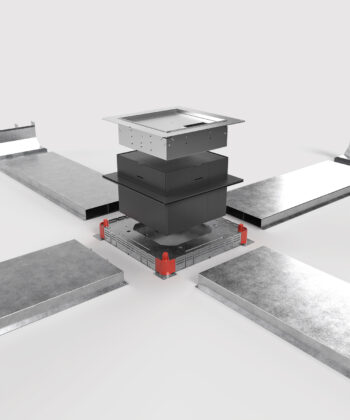 Unterflursystem mit Bodentank 9012BB und Platzhalter und Unterflurdose und Kabelkanälen und Steigestücke