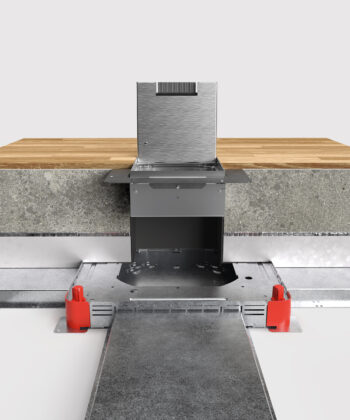 Unterflursystem komplett im Boden eingebaut Ansicht im Querschnitt frontal